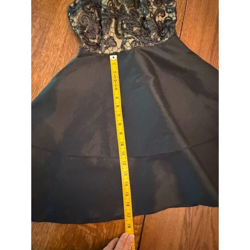 Miss Kim USA Black Lace Sequin Halter Fit & Flare Cocktail Dress Small - Picture 4 of 11